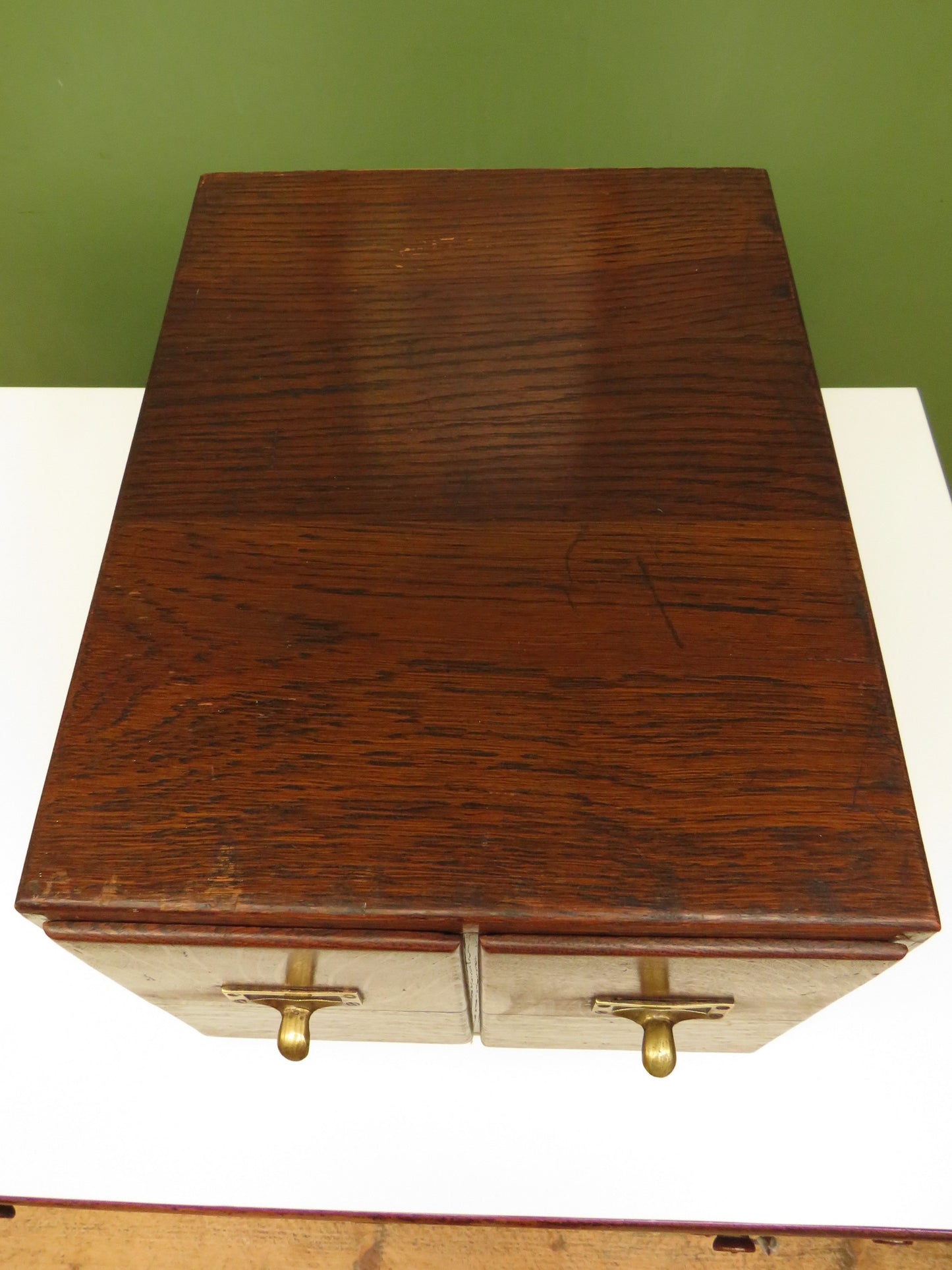 Vintage Oak Table Top Index Drawers by Crusader