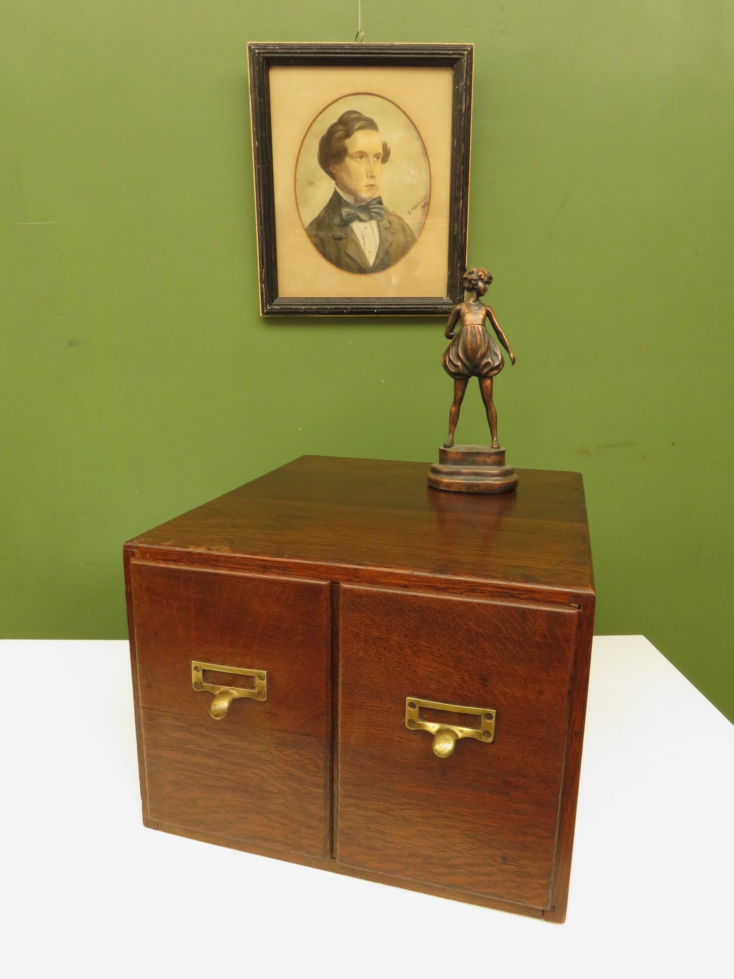 Vintage Oak Table Top Index Drawers by Crusader