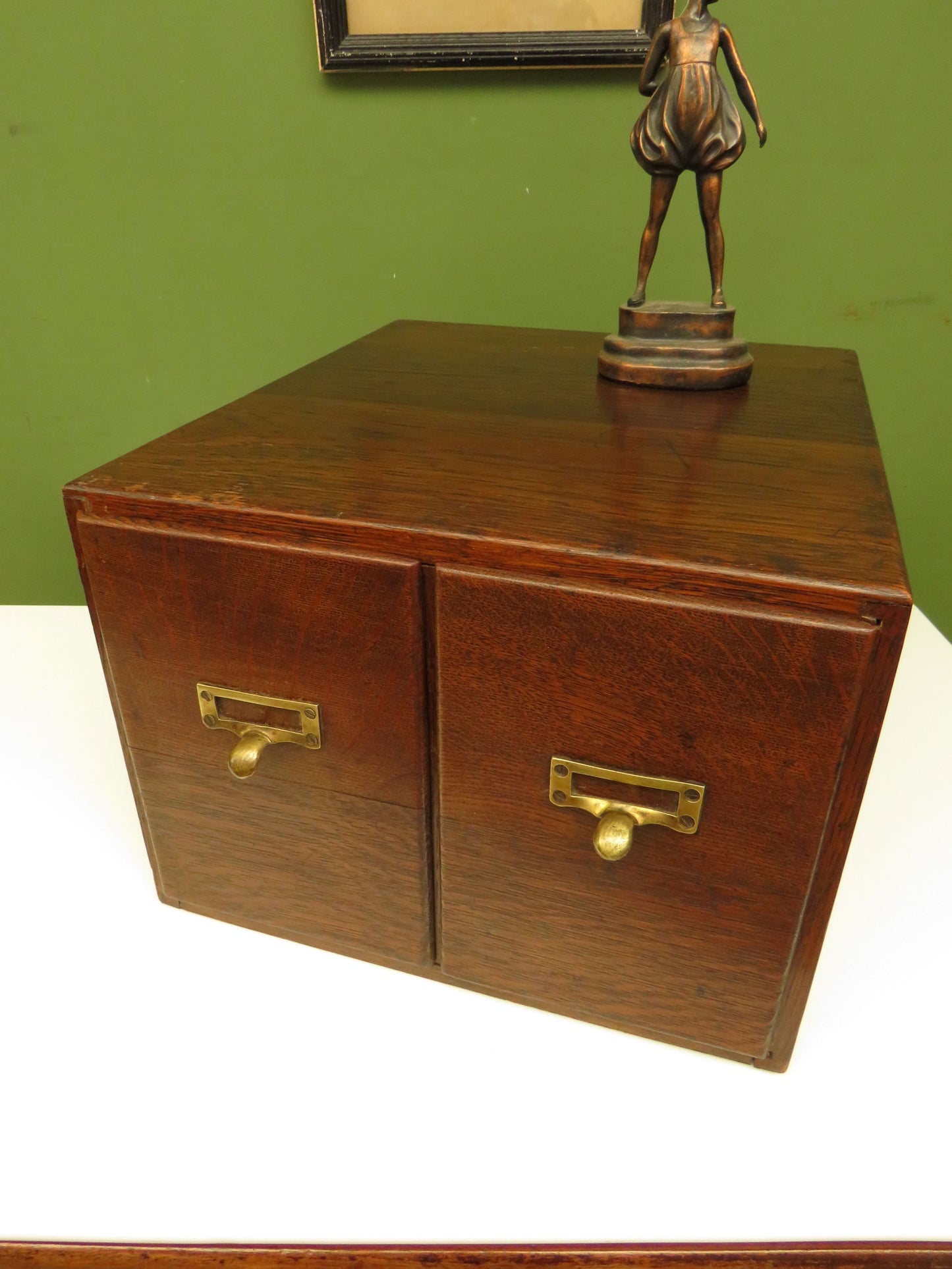 Vintage Oak Table Top Index Drawers by Crusader