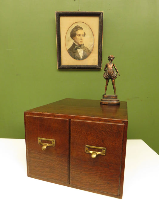 Vintage Oak Table Top Index Drawers by Crusader