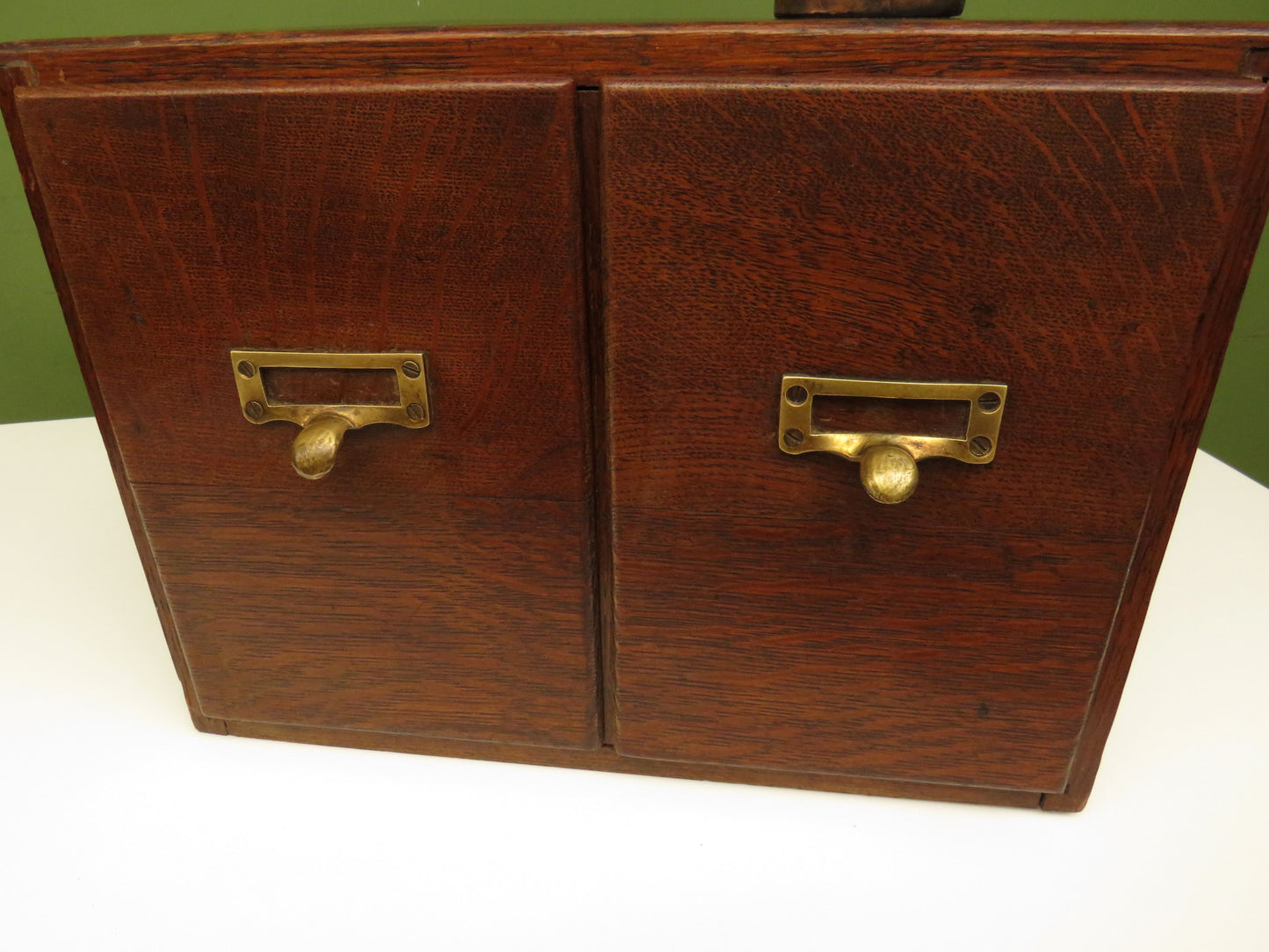 Vintage Oak Table Top Index Drawers by Crusader