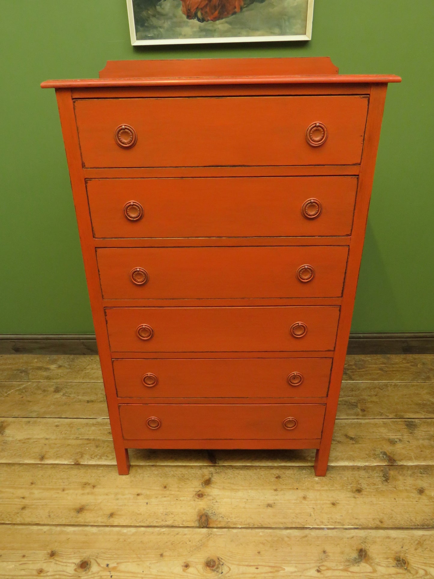 Mid Century Bohemian Painted Chest of Six Drawers