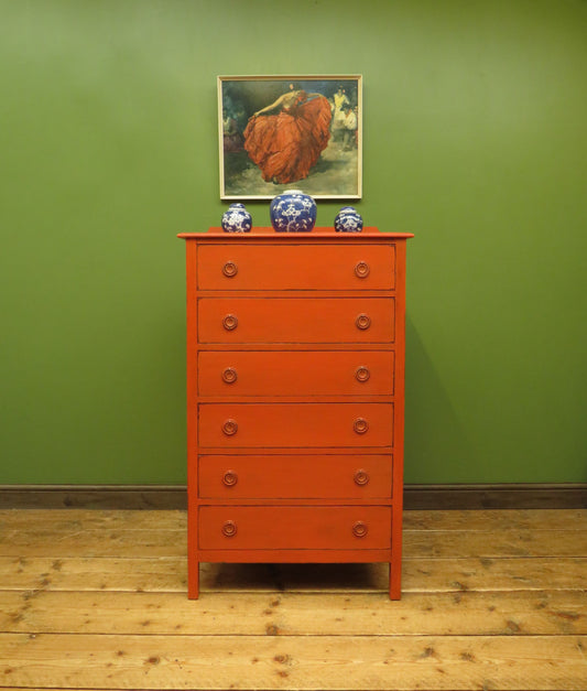 Mid Century Bohemian Painted Chest of Six Drawers