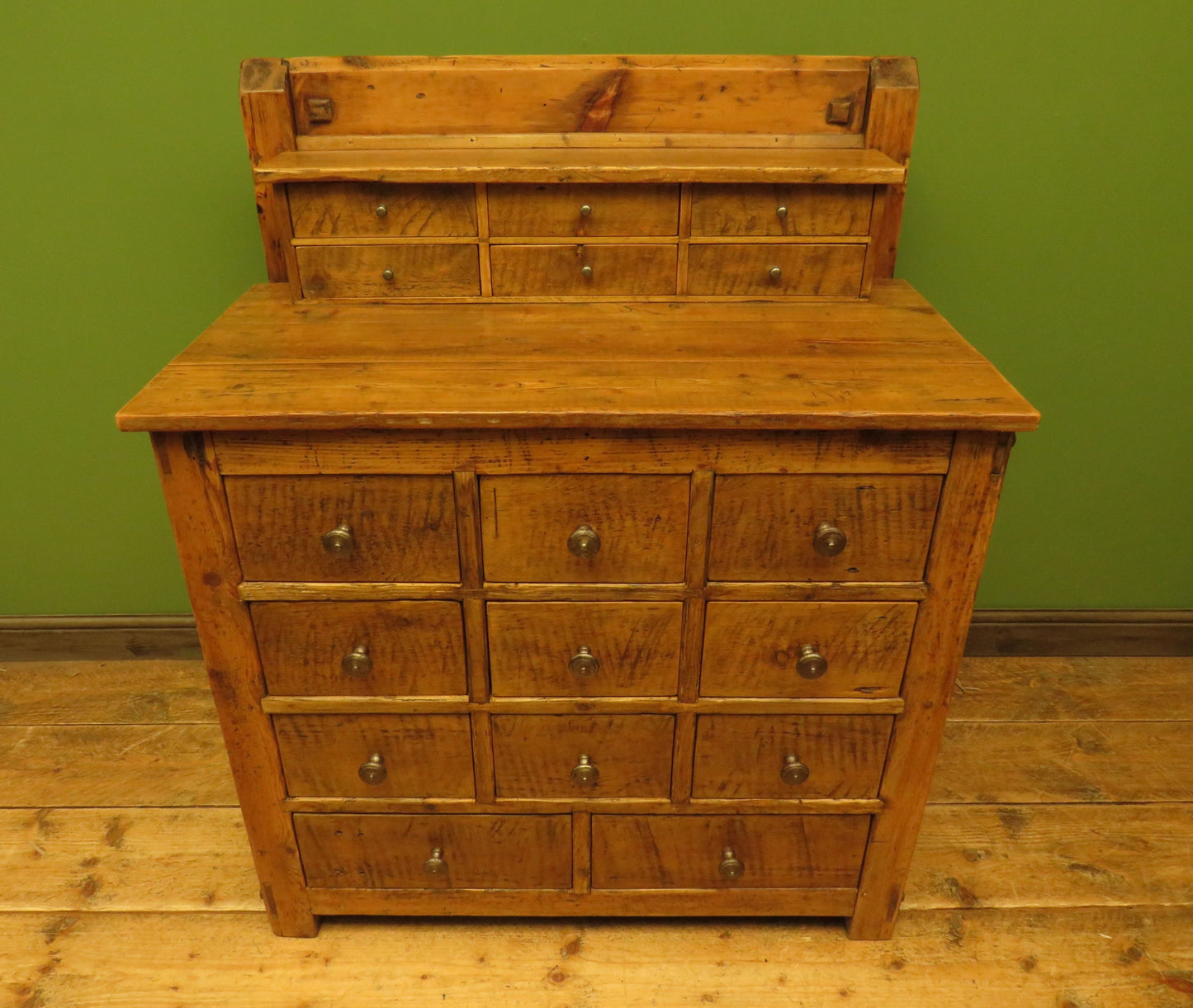 Large Handmade Upcycled Reclaimed Pine Bank of Drawers storage unit