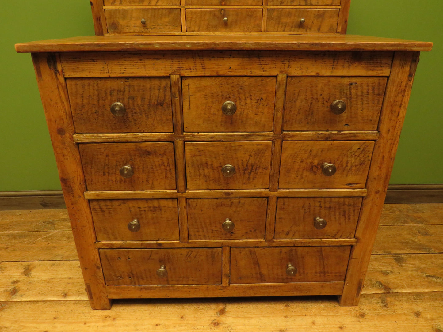 Large Handmade Upcycled Reclaimed Pine Bank of Drawers storage unit