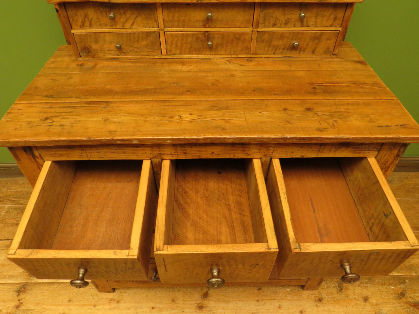 Large Handmade Upcycled Reclaimed Pine Bank of Drawers storage unit