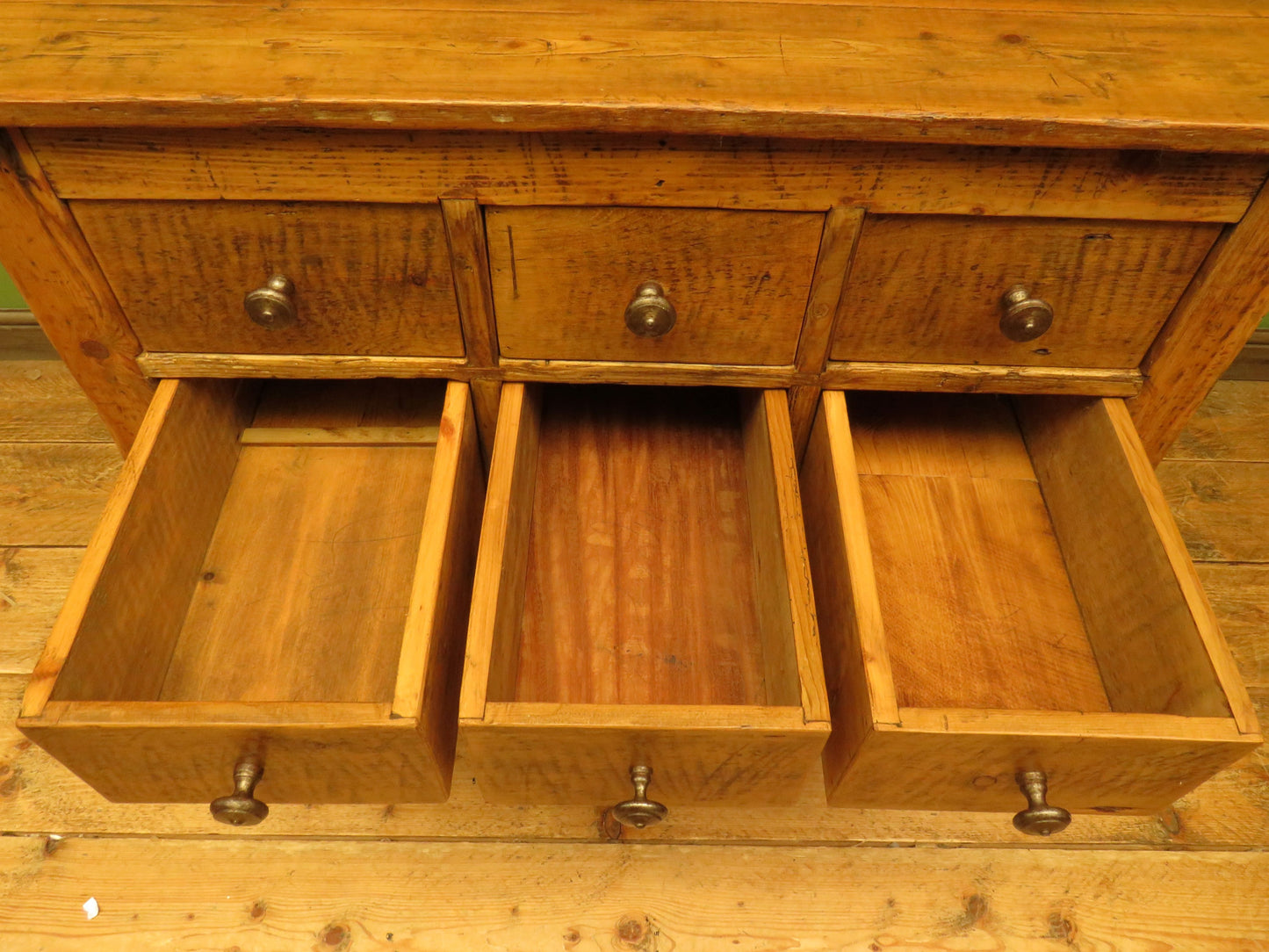 Large Handmade Upcycled Reclaimed Pine Bank of Drawers storage unit