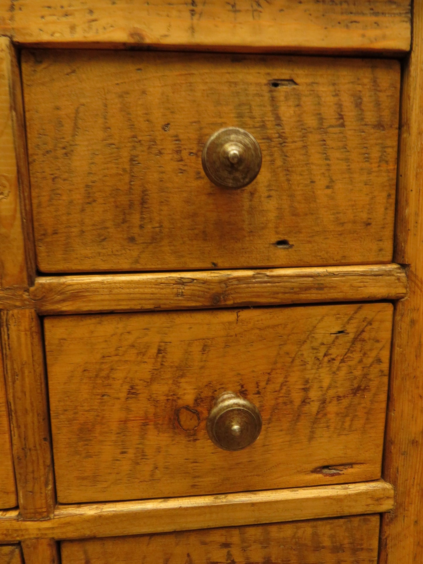 Large Handmade Upcycled Reclaimed Pine Bank of Drawers storage unit