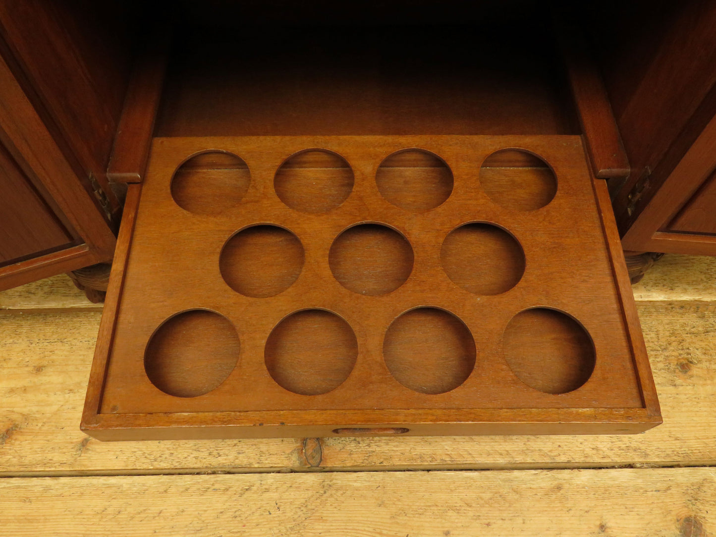 Oriental Hardwood Cocktail Cabinet with Bow Front & Carvings