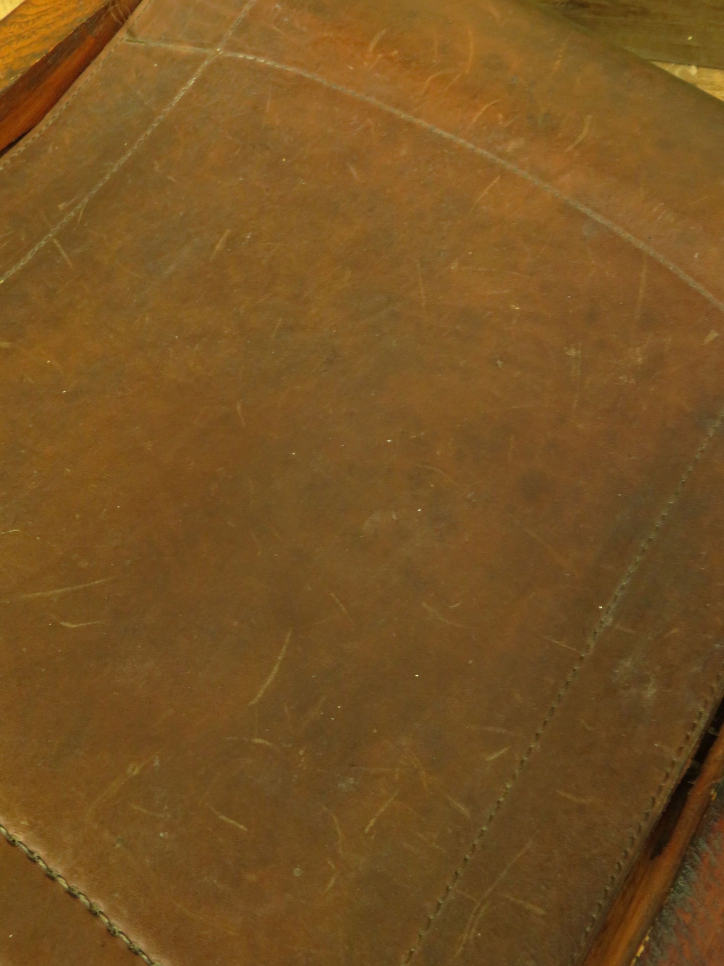 Antique Leather and Faux Bamboo Officers Campaign Chair