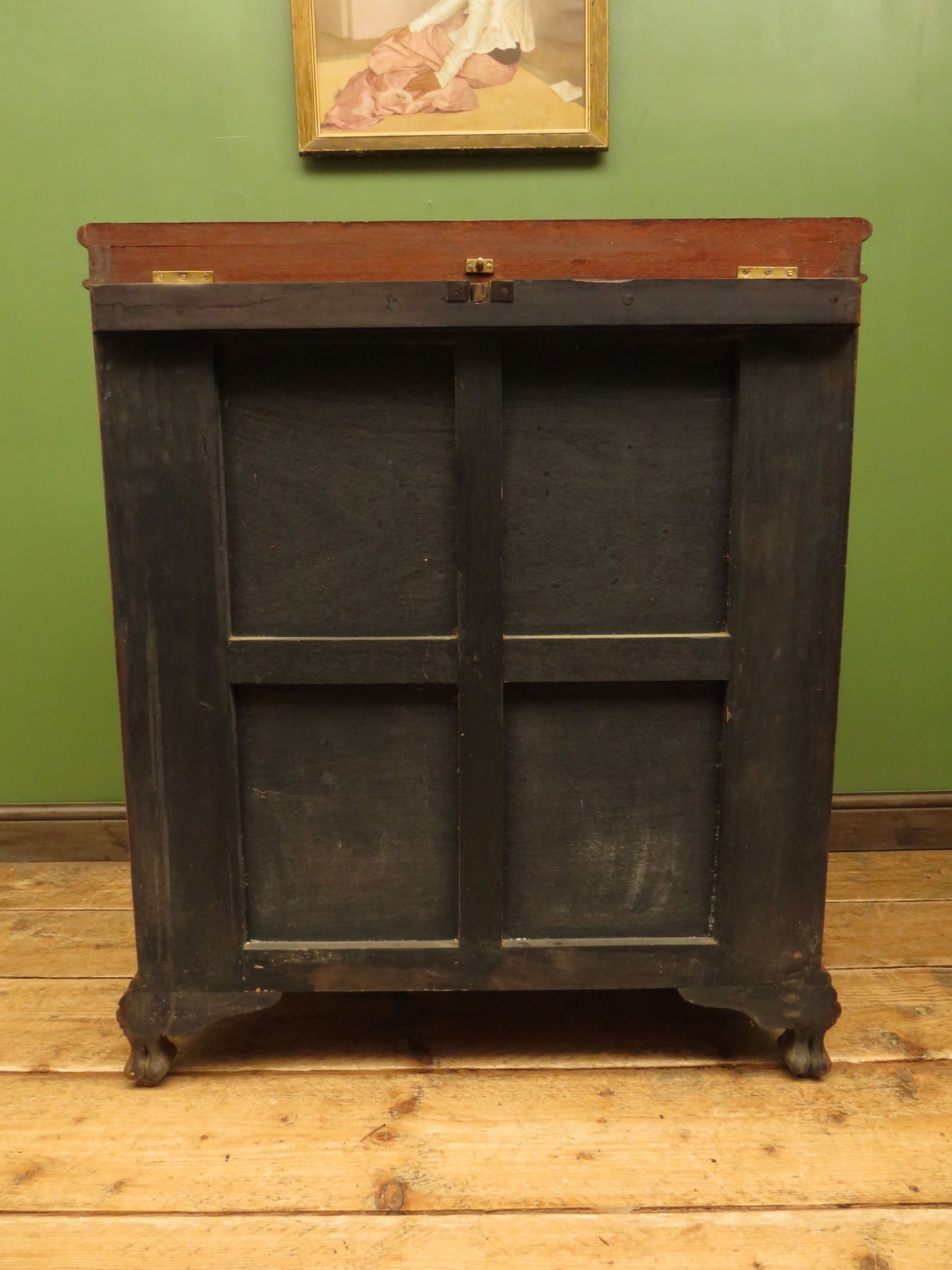 Oriental Hardwood Cocktail Cabinet with Bow Front & Carvings