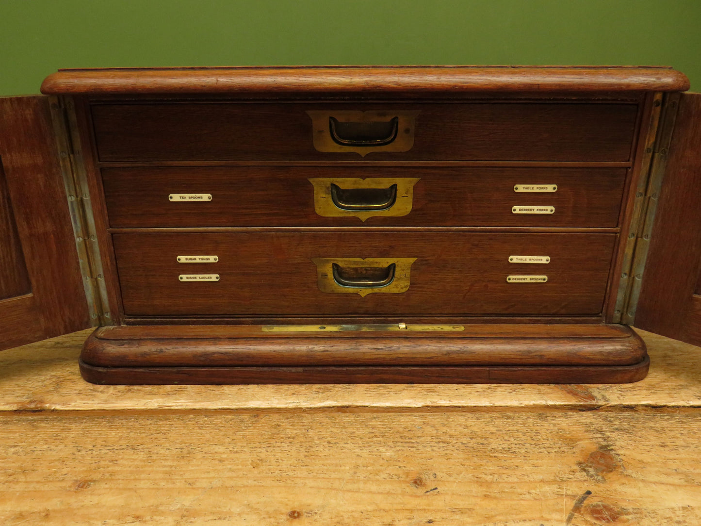 Oak Cutlery Chest Collectors or Stationery Cabinet