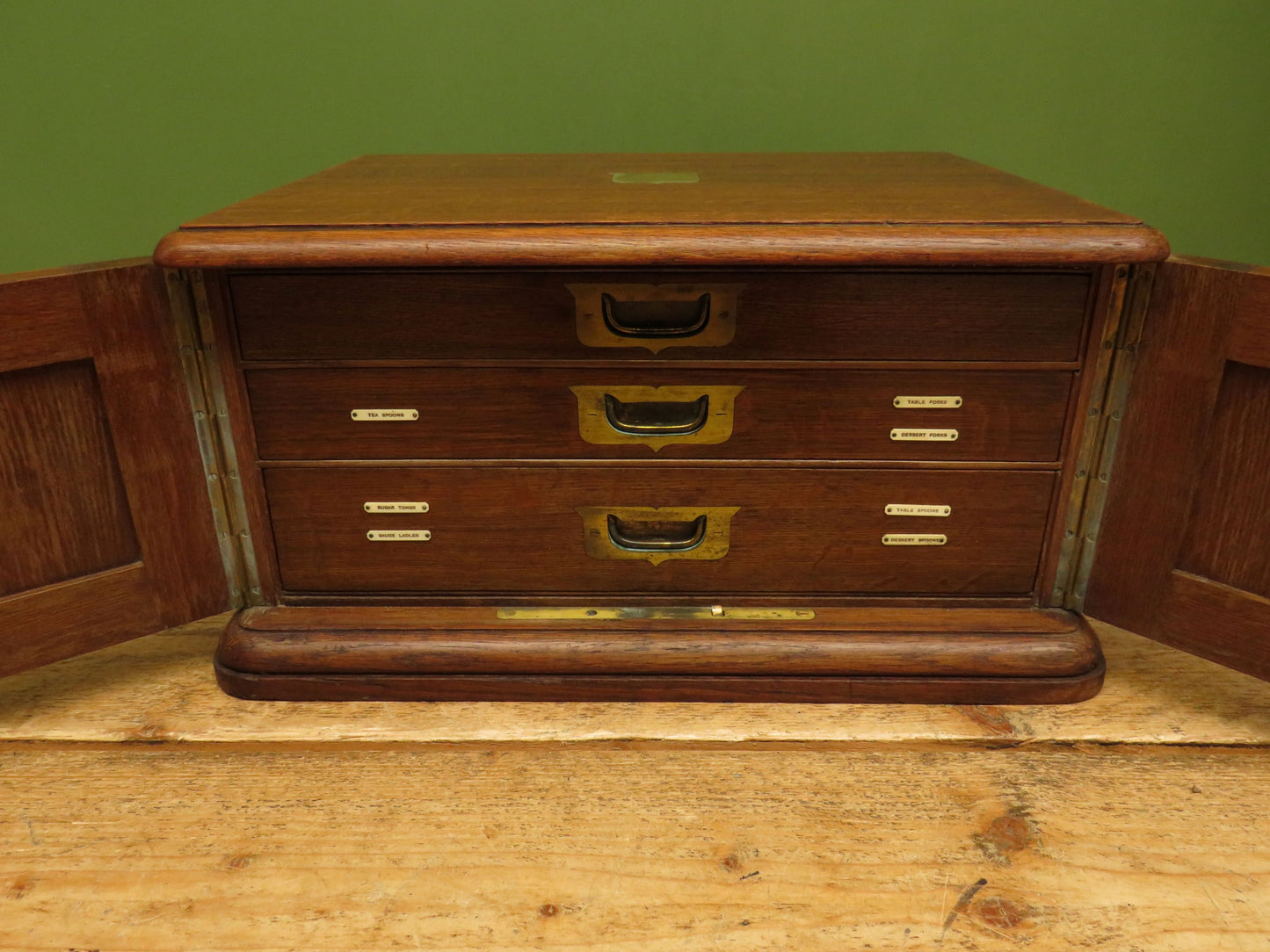 Oak Cutlery Chest Collectors or Stationery Cabinet