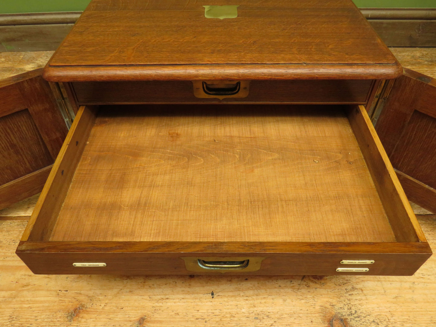 Oak Cutlery Chest Collectors or Stationery Cabinet