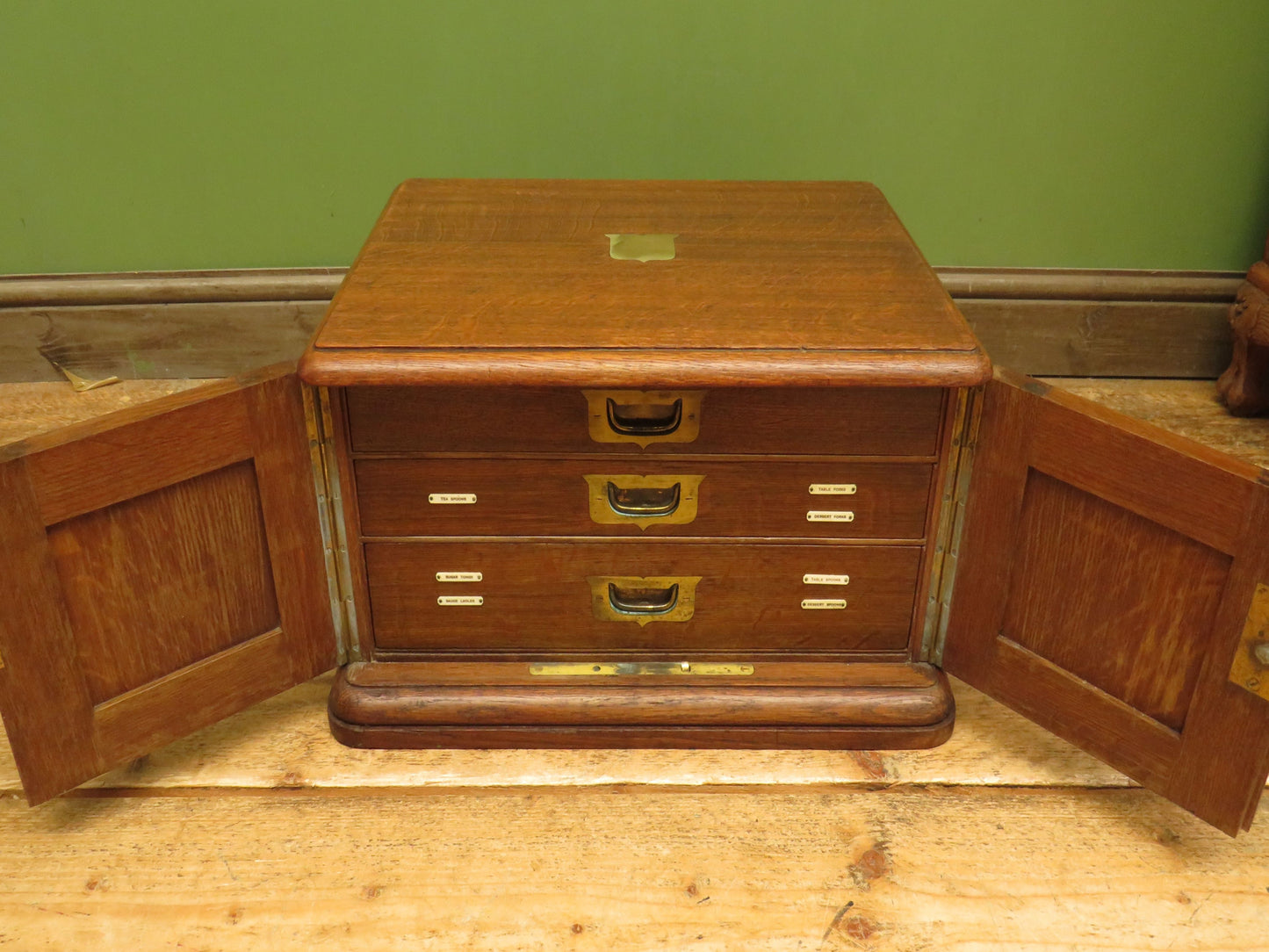 Oak Cutlery Chest Collectors or Stationery Cabinet