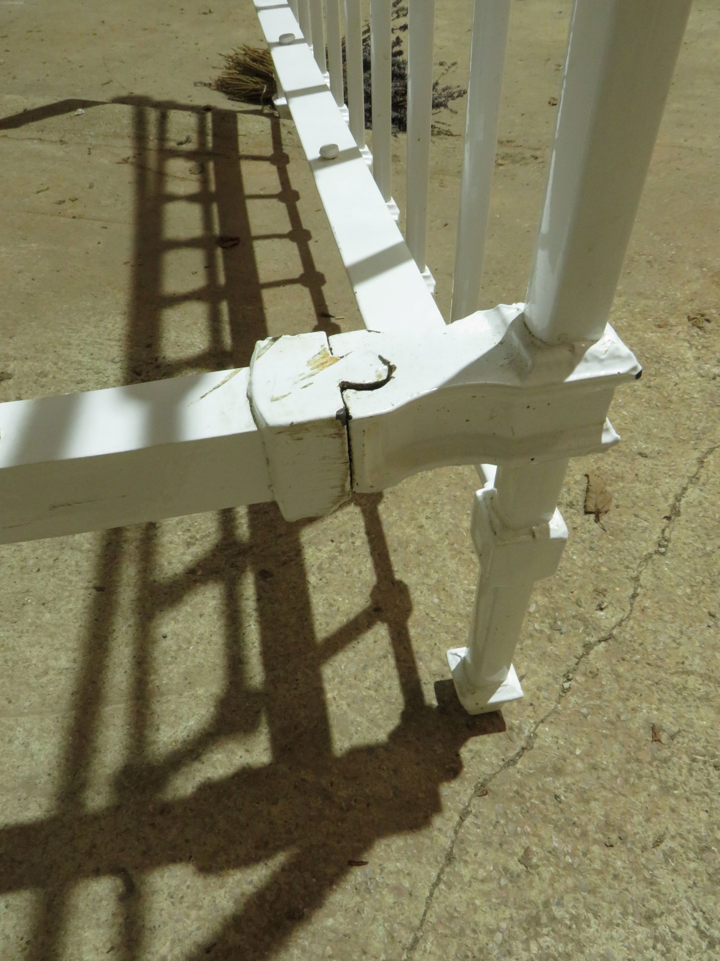 Antique French Enamelled Cast Iron and Brass Double Bed