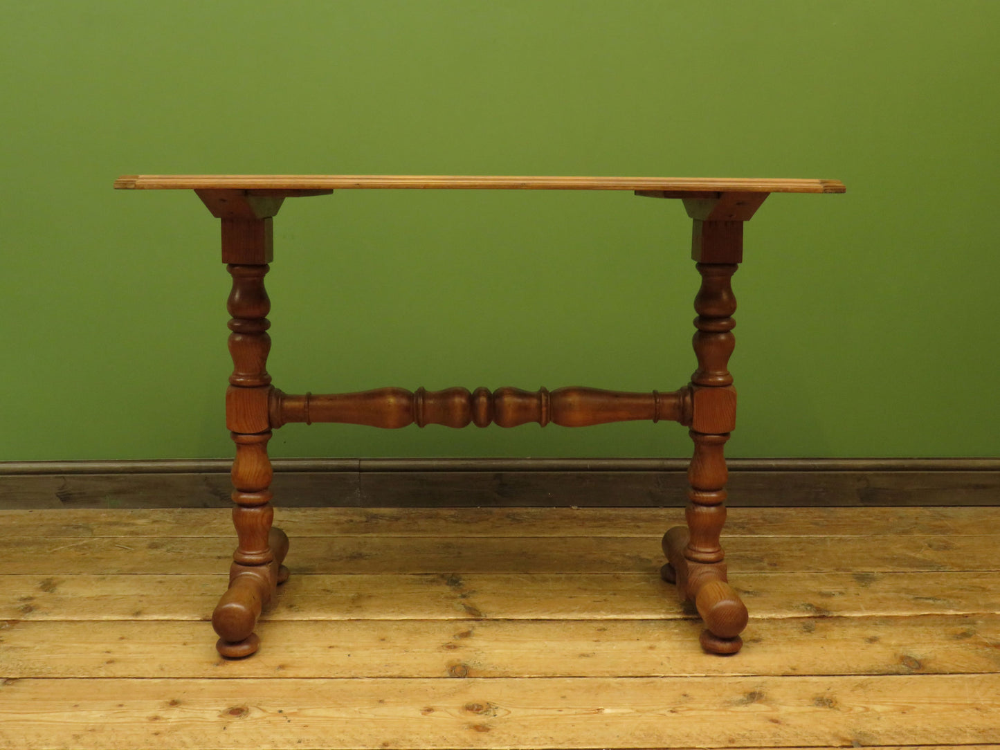 Antique Pine Side Table with Stripped Top and Turned legs