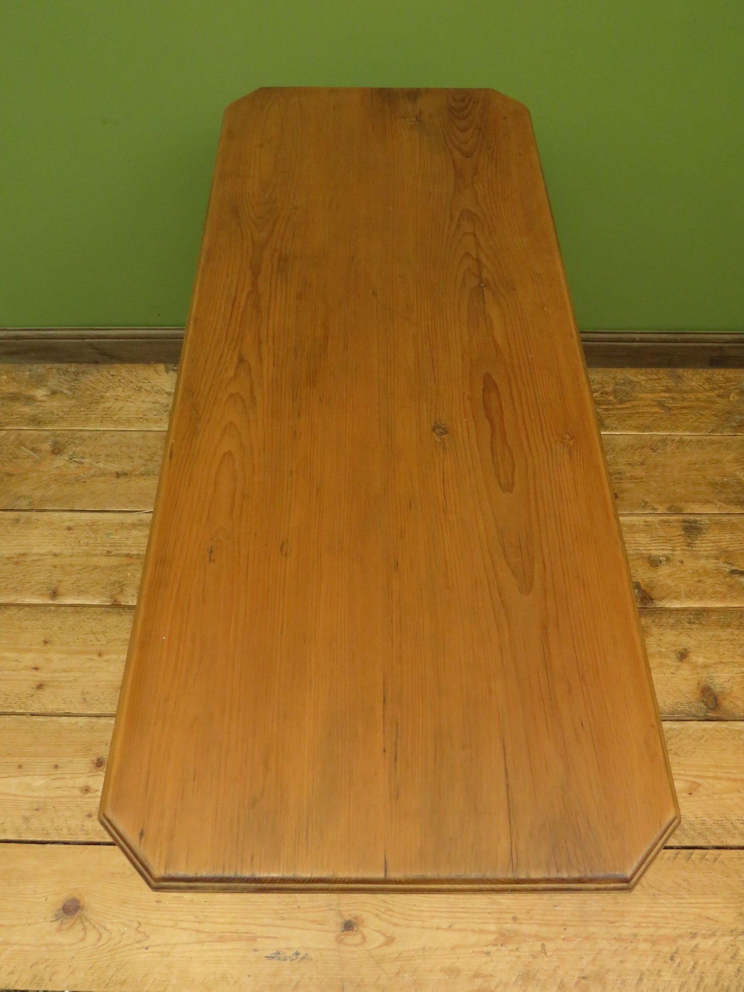 Antique Pine Side Table with Stripped Top and Turned legs