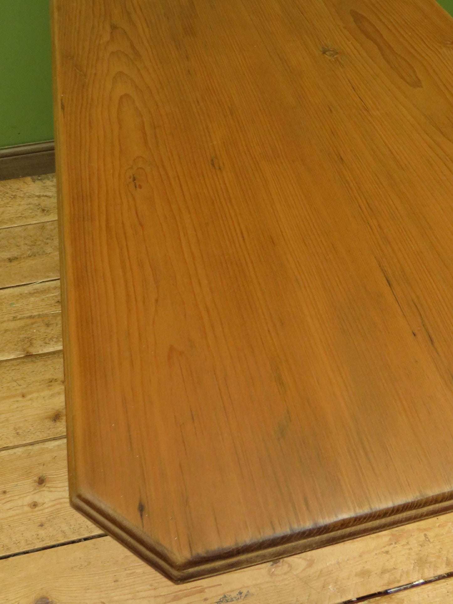 Antique Pine Side Table with Stripped Top and Turned legs