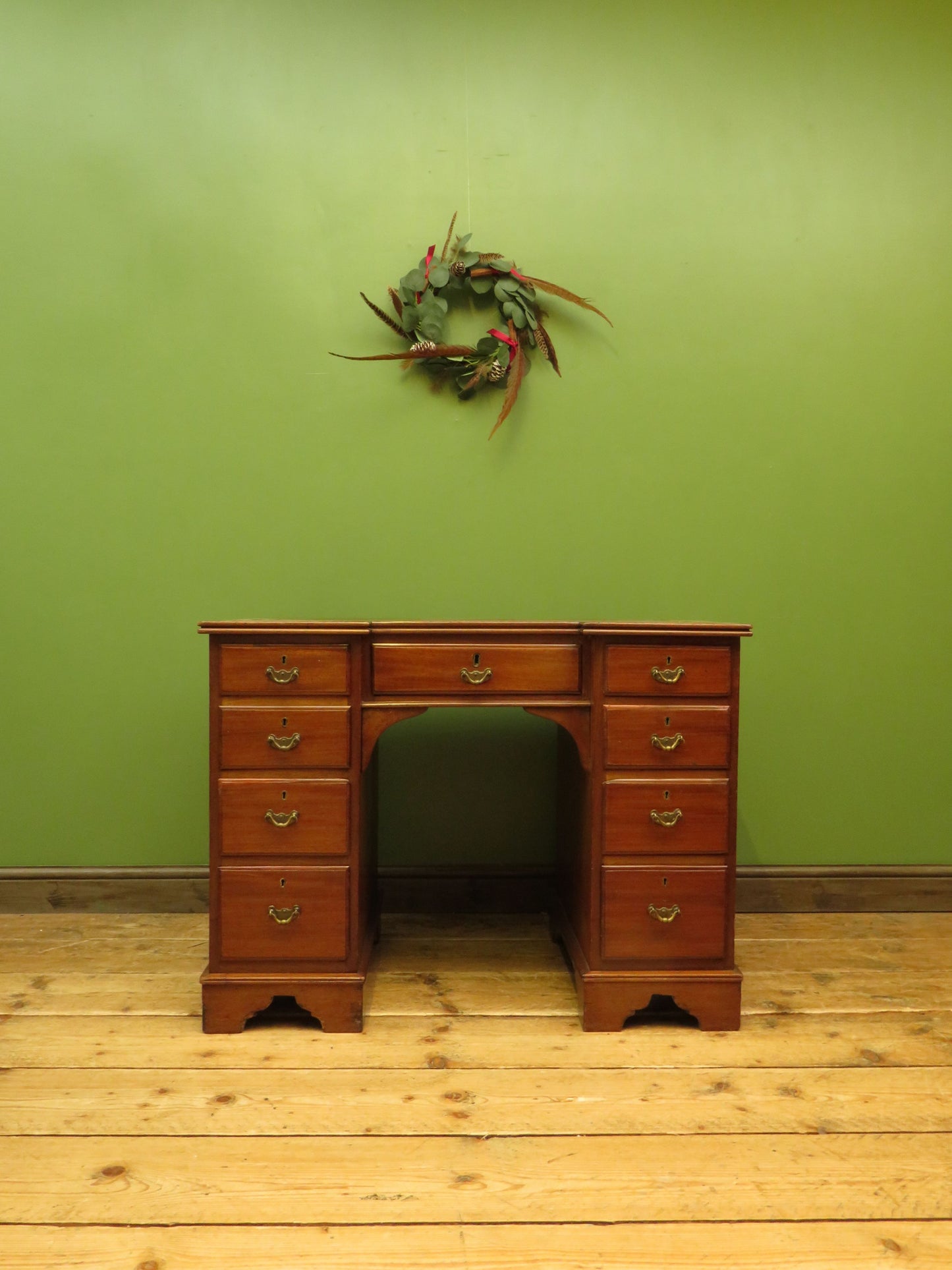 Antique Desk with Leather top and chair