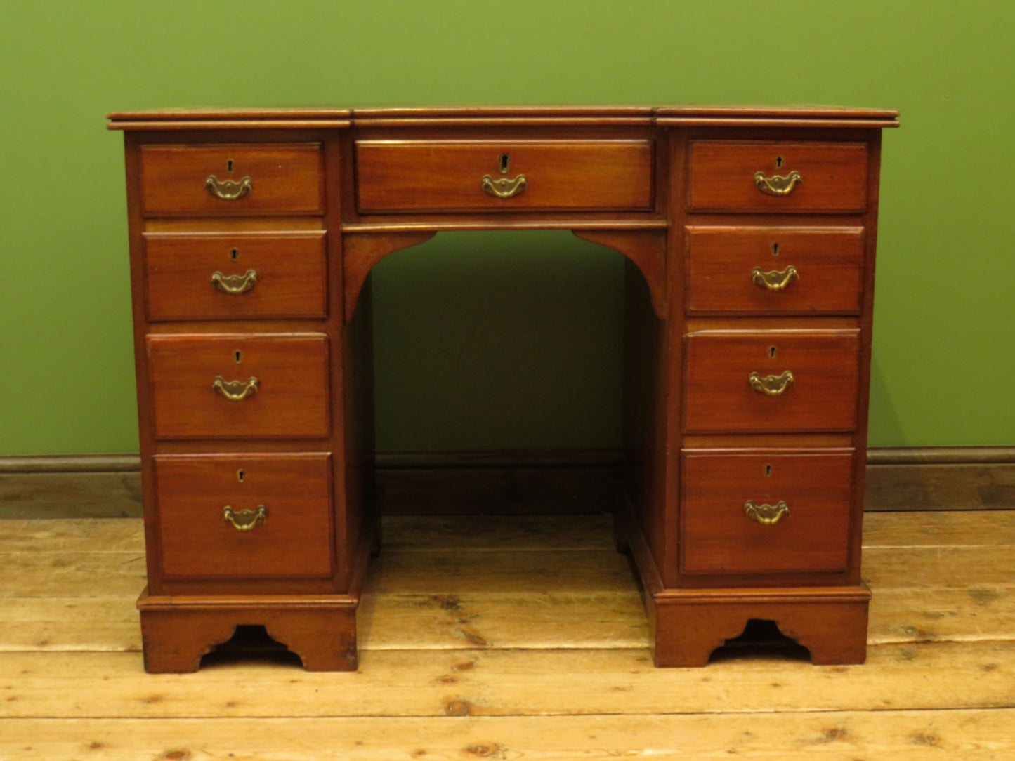 Antique Desk with Leather top and chair
