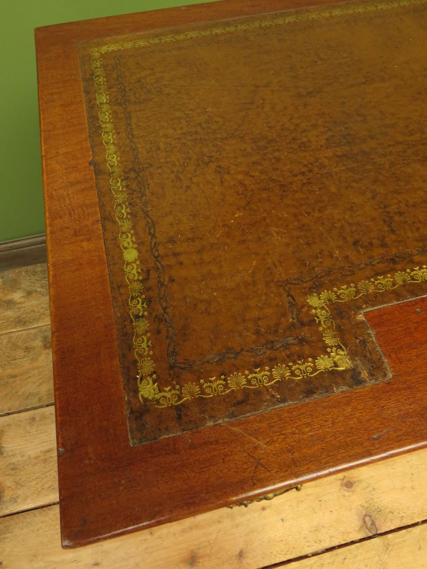 Antique Desk with Leather top and chair