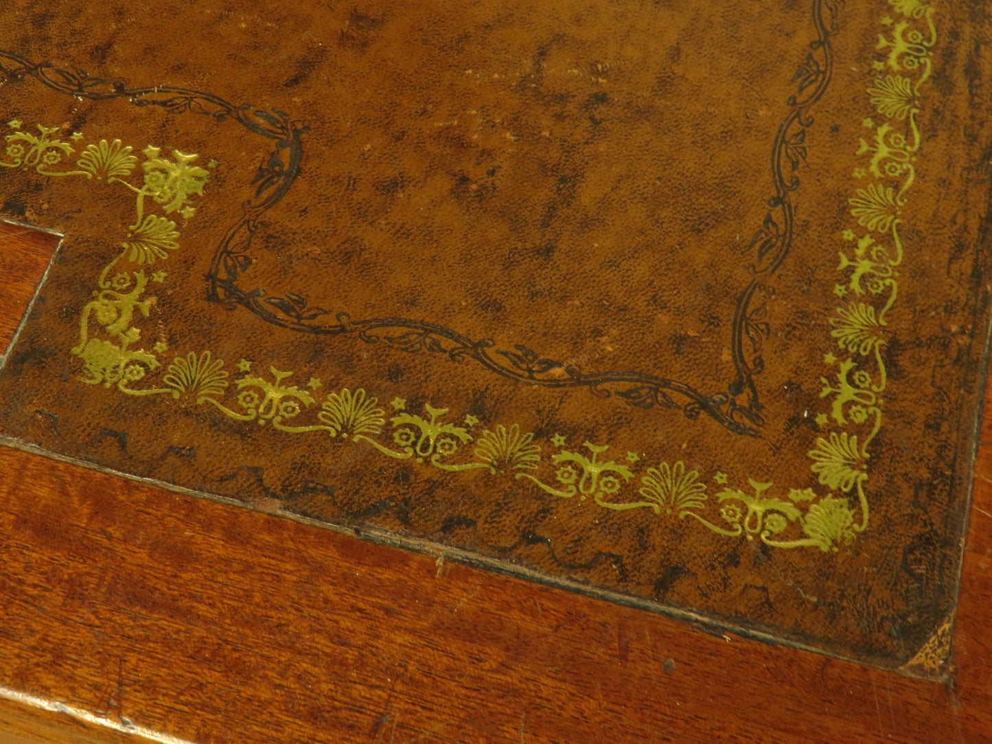 Antique Desk with Leather top and chair