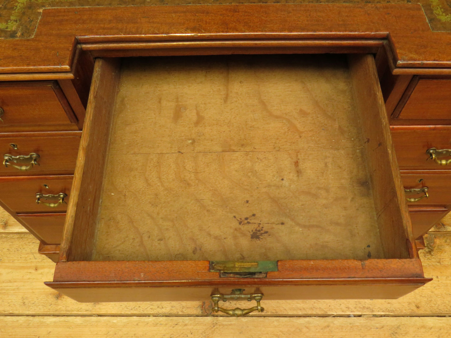 Antique Desk with Leather top and chair
