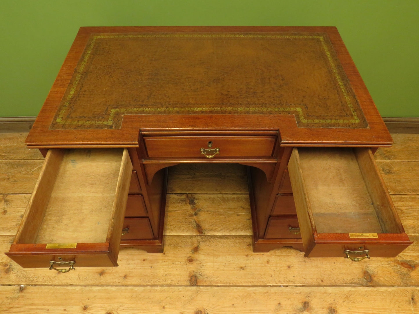 Antique Desk with Leather top and chair