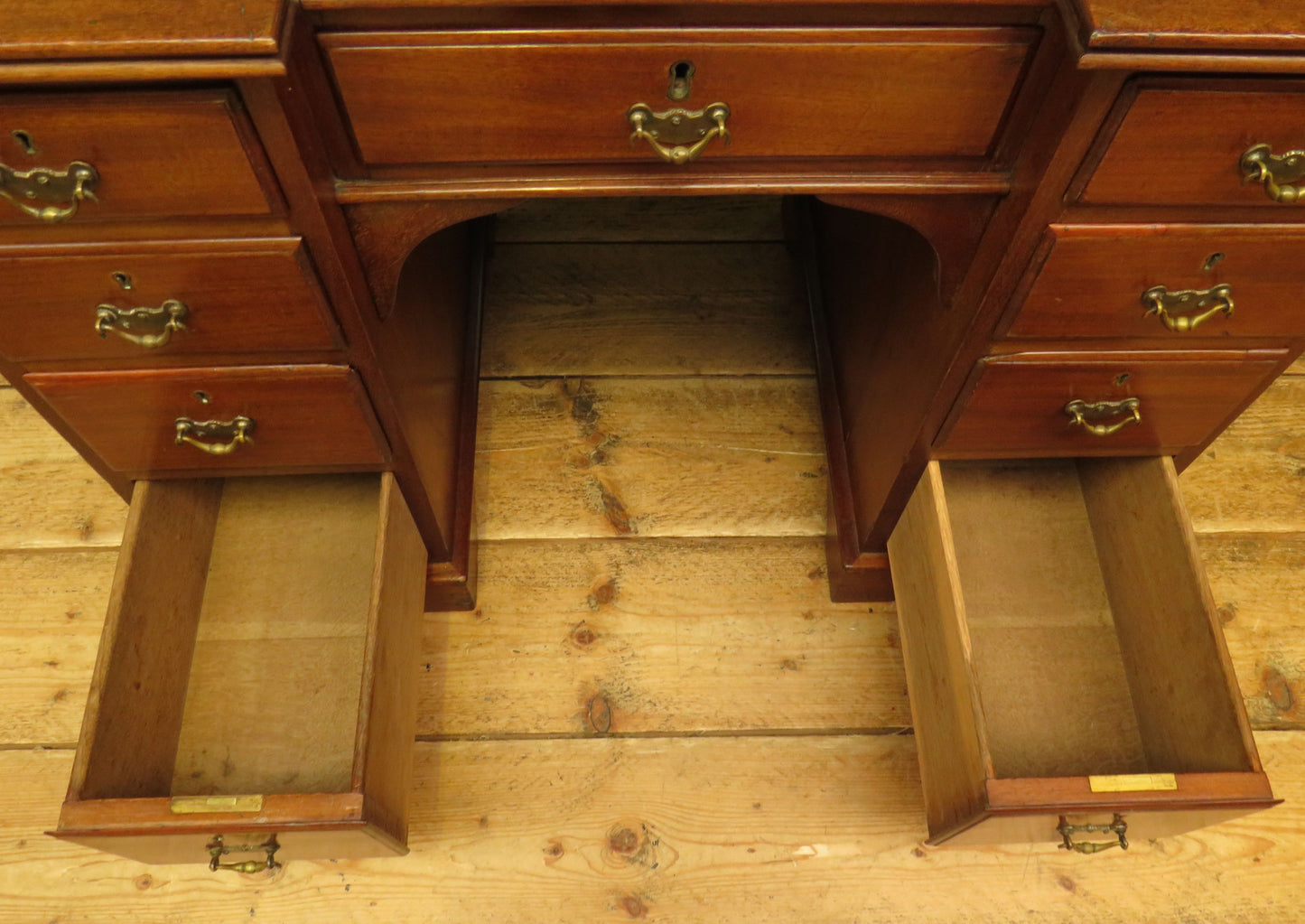 Antique Desk with Leather top and chair