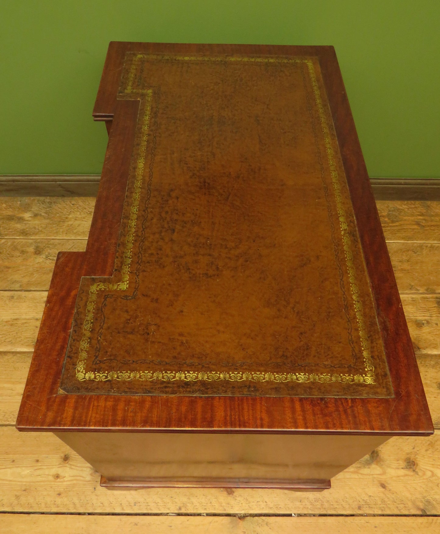 Antique Desk with Leather top and chair