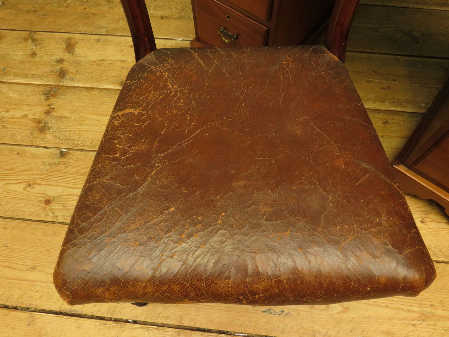 Antique Desk with Leather top and chair