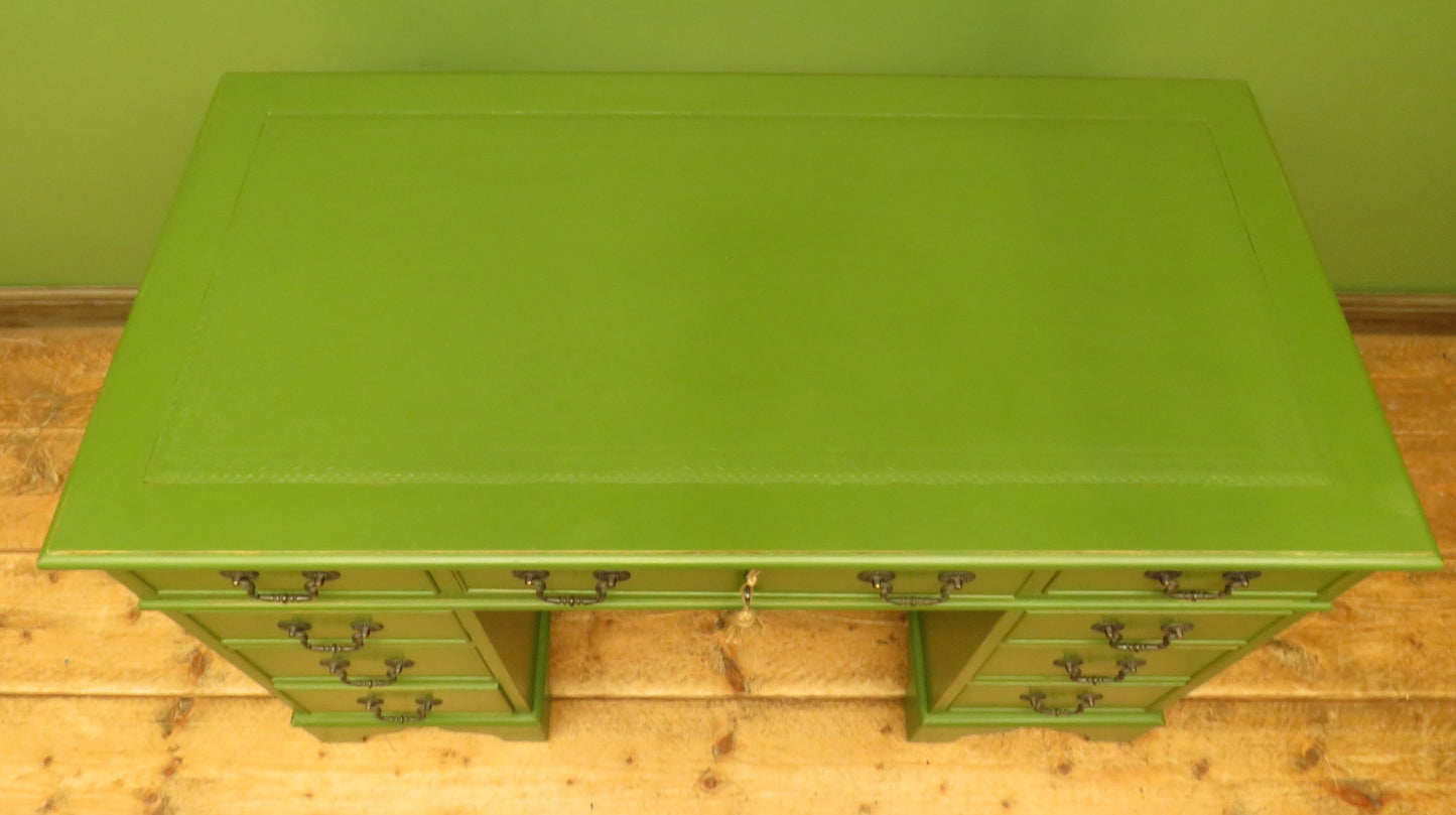 Green Pedestal Desk in three parts