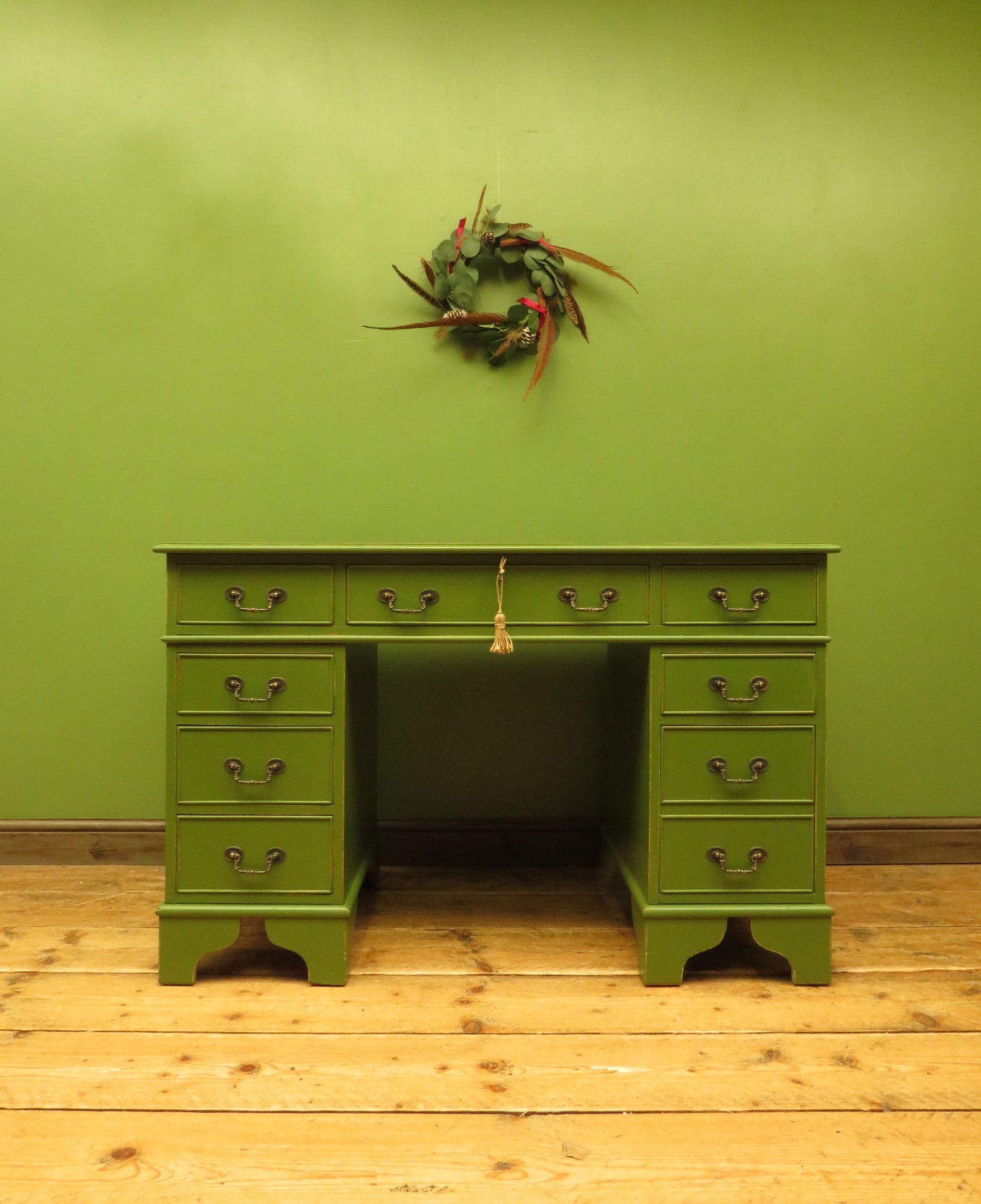Green Pedestal Desk in three parts