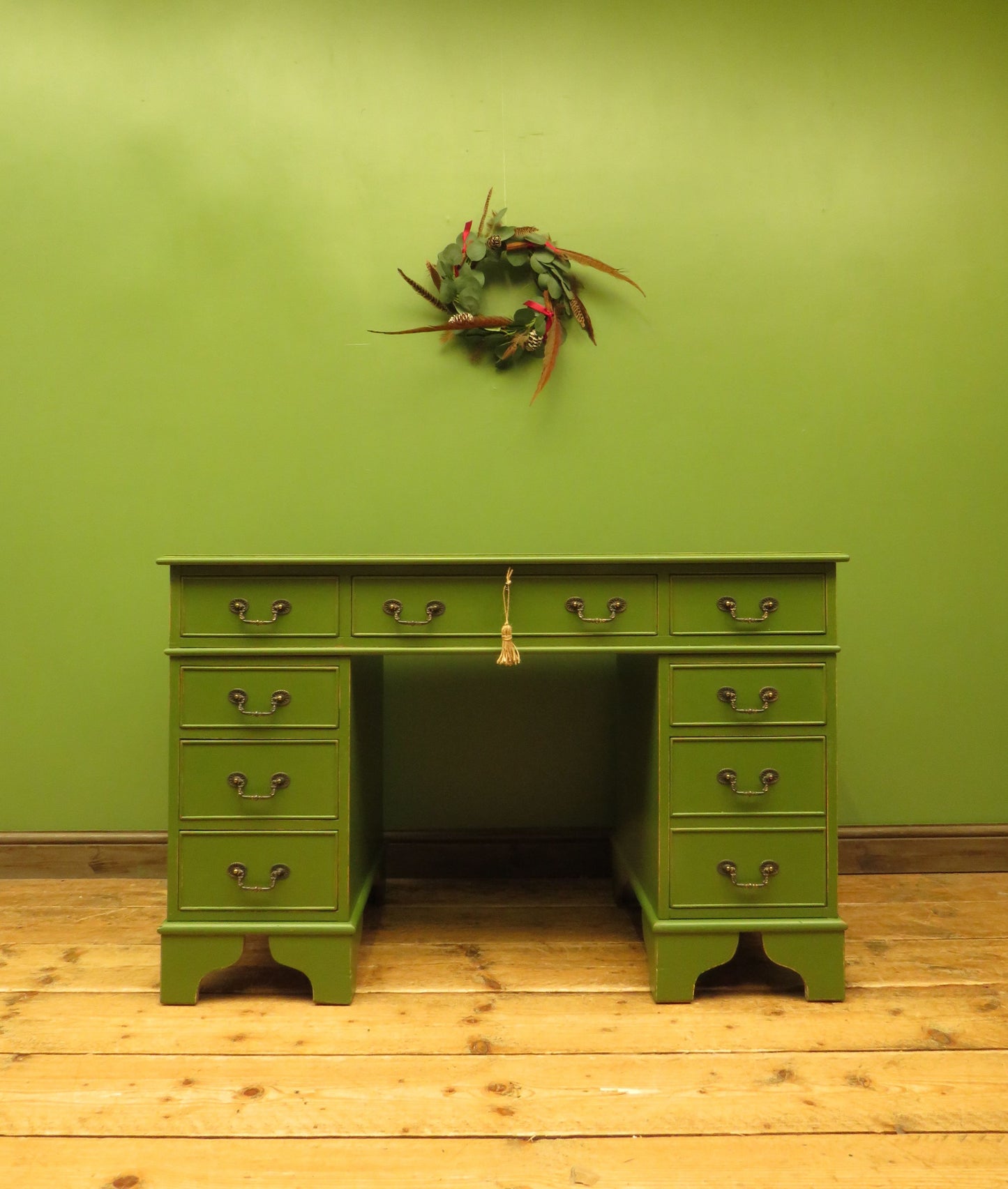 Green Pedestal Desk in three parts