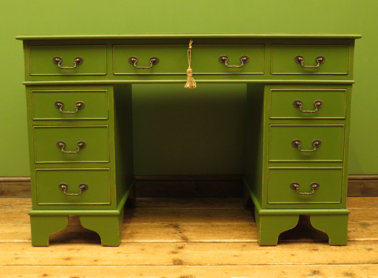 Green Pedestal Desk in three parts