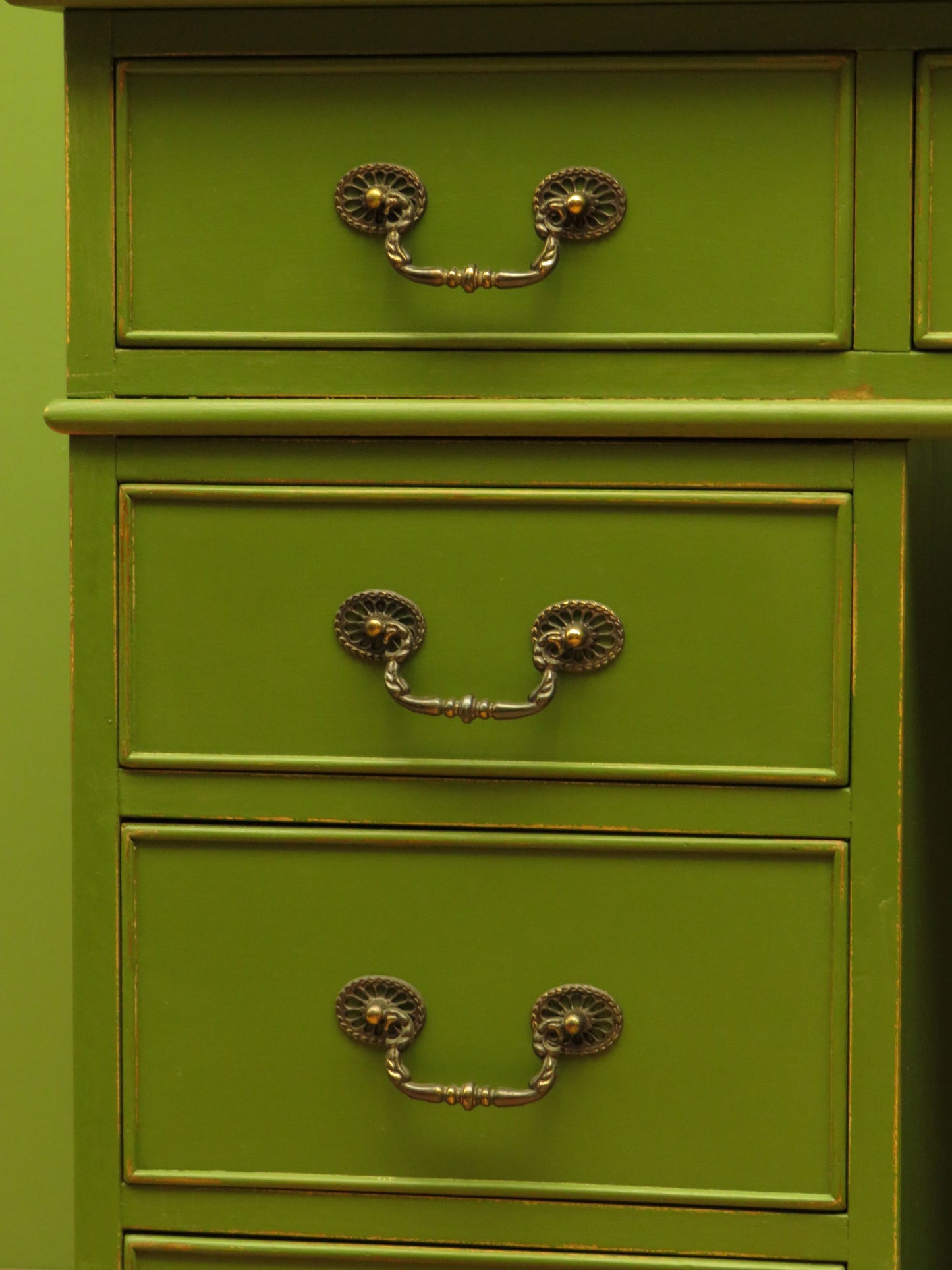 Green Pedestal Desk in three parts