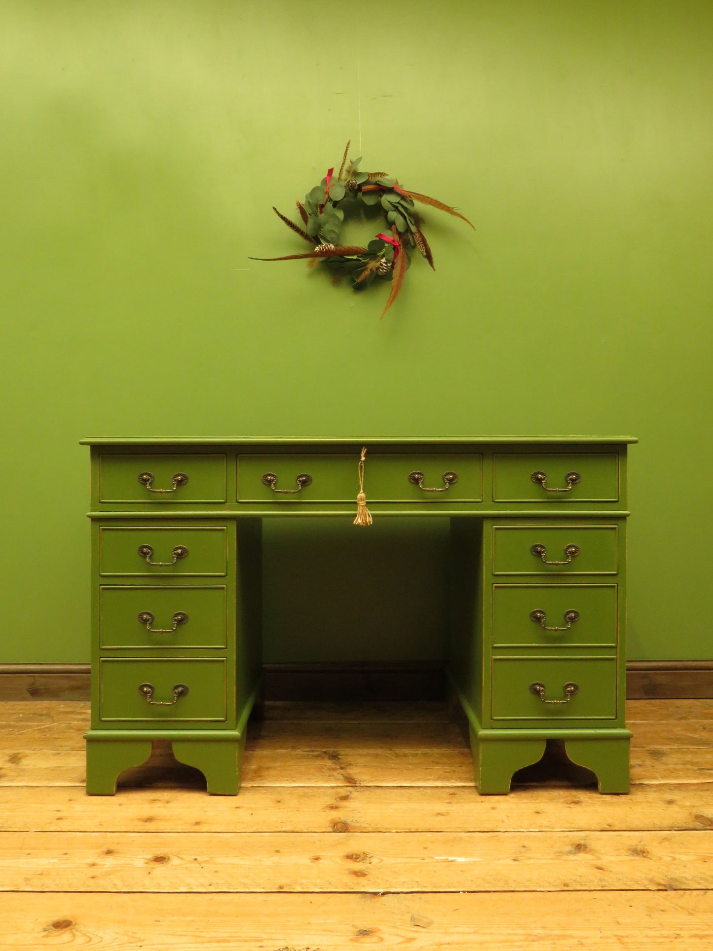 Green Pedestal Desk in three parts
