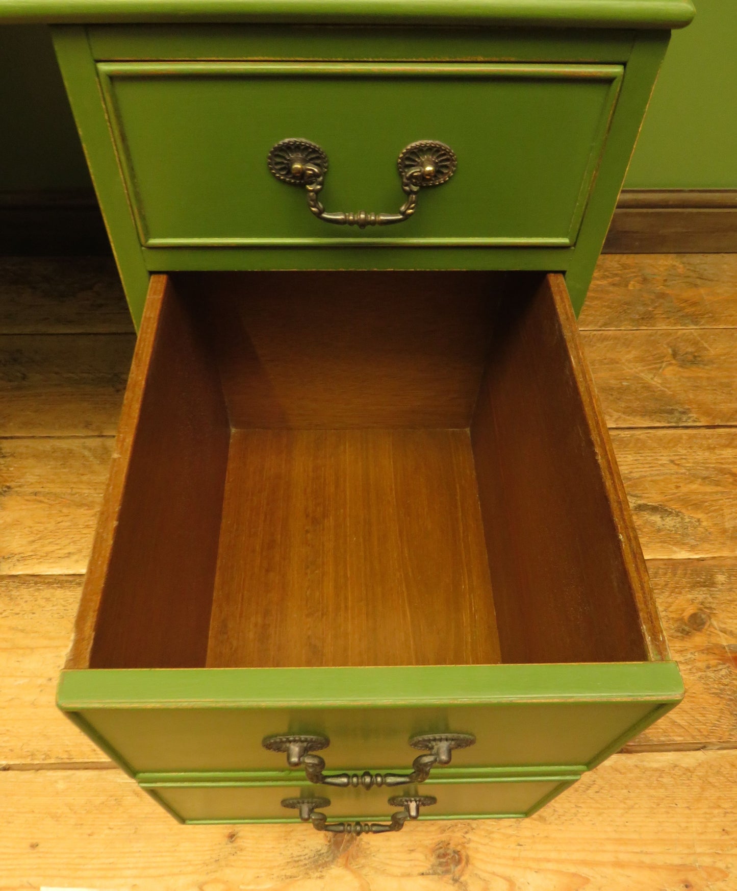 Green Pedestal Desk in three parts