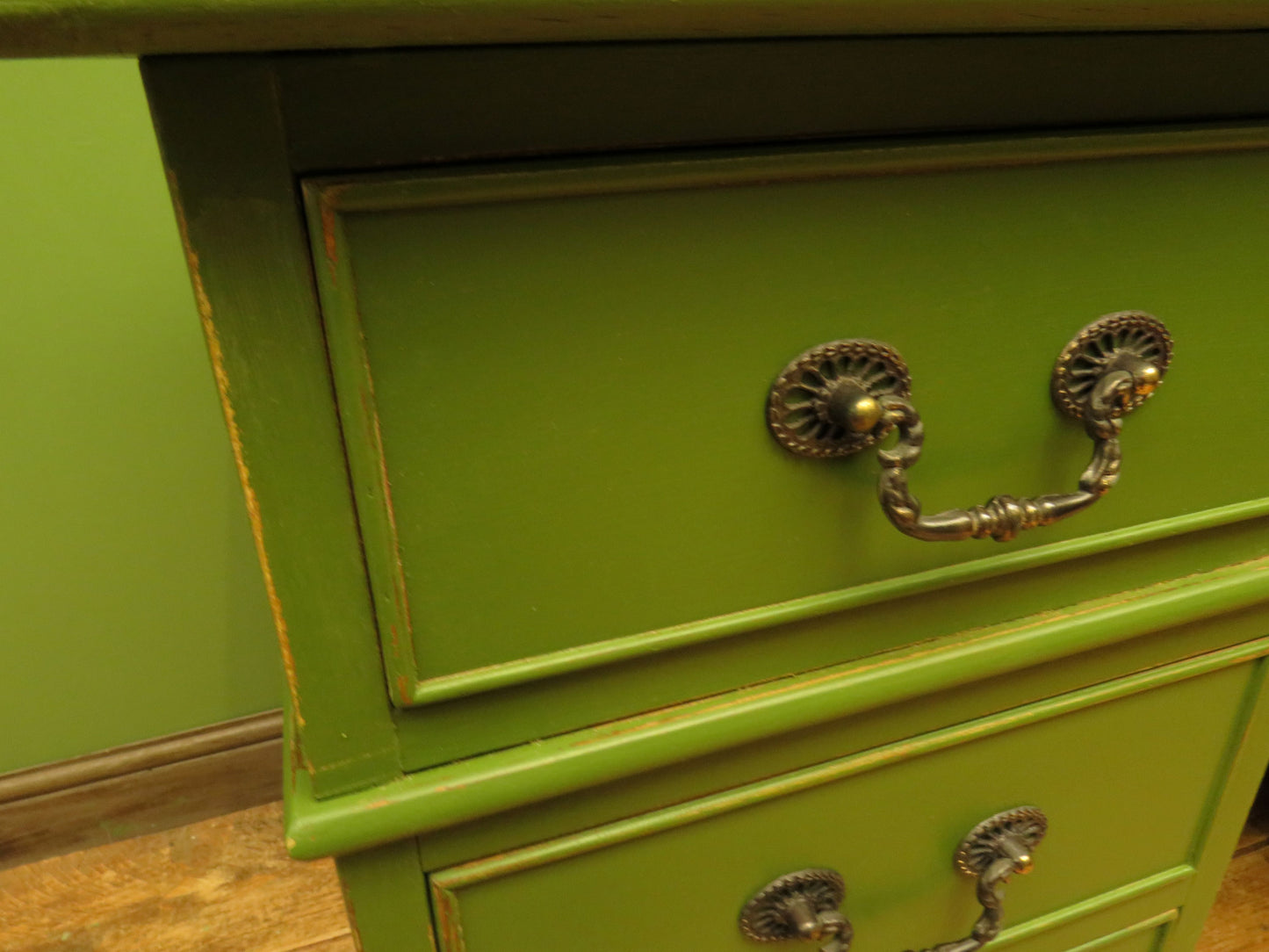 Green Pedestal Desk in three parts
