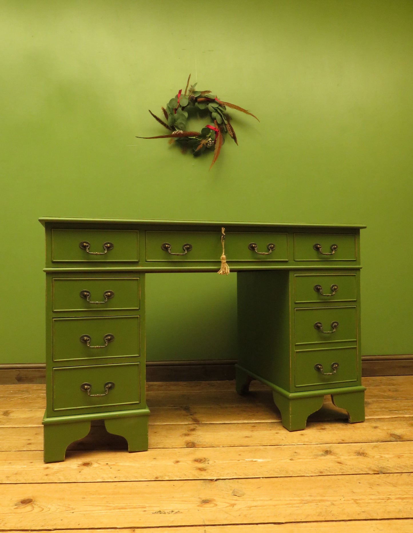 Green Pedestal Desk in three parts