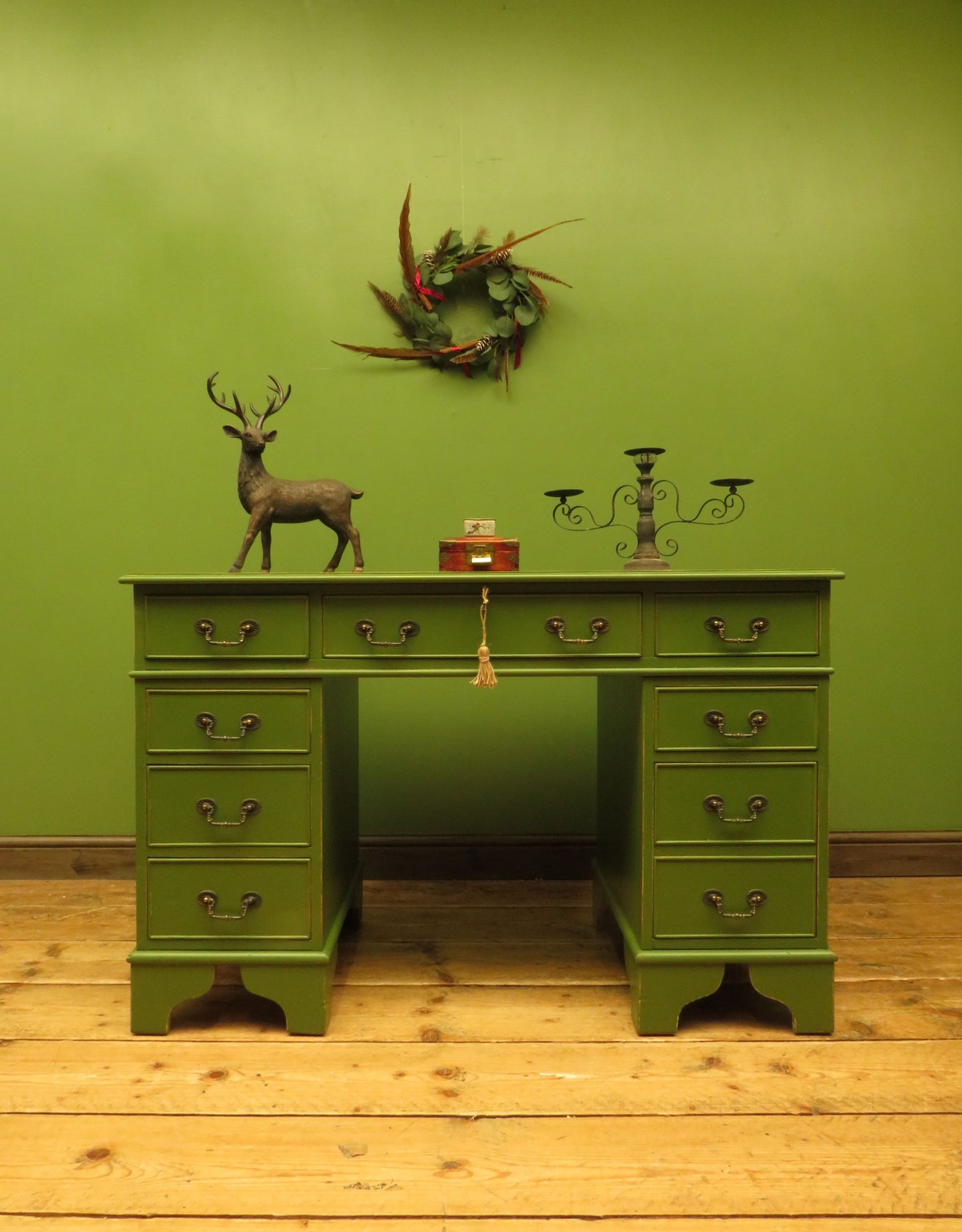 Green Pedestal Desk in three parts