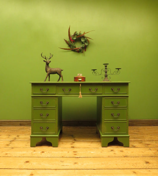Green Pedestal Desk in three parts