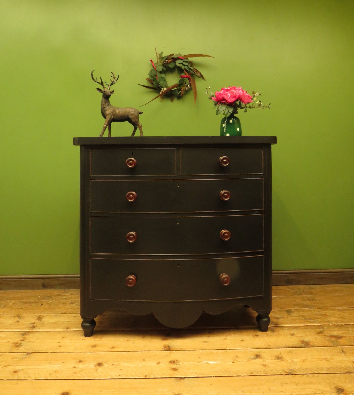Antique Black Bow Chest of Drawers