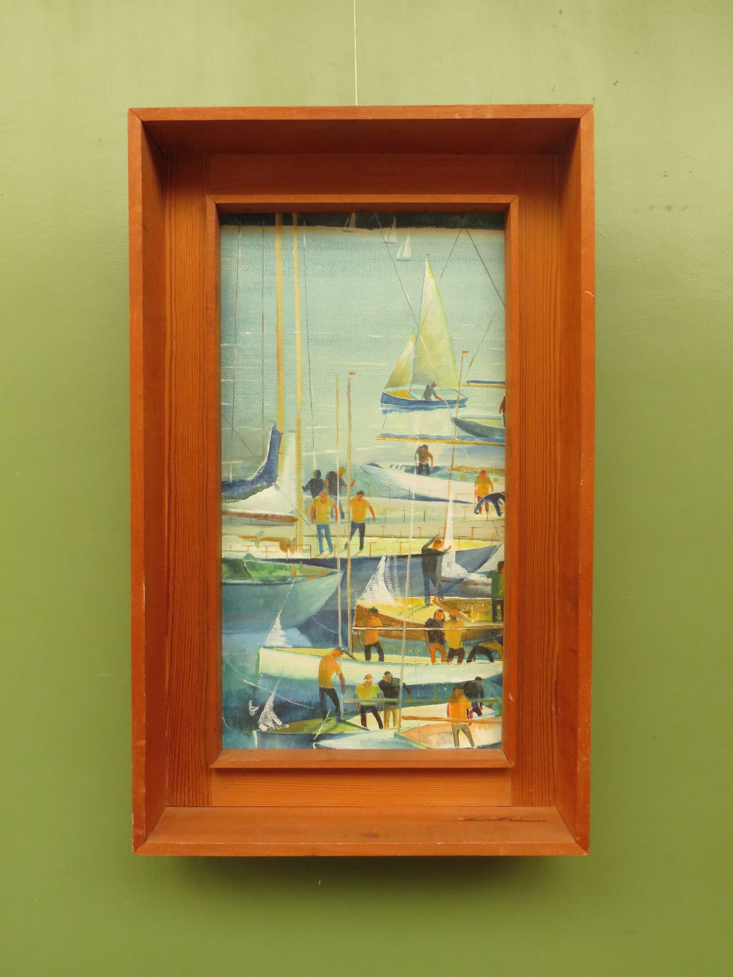 Vintage Nautical Framed Oil Painting by Plymouth artist C. Rex-James, 1964