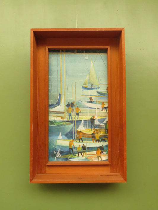 Vintage Nautical Framed Oil Painting by Plymouth artist C. Rex-James, 1964