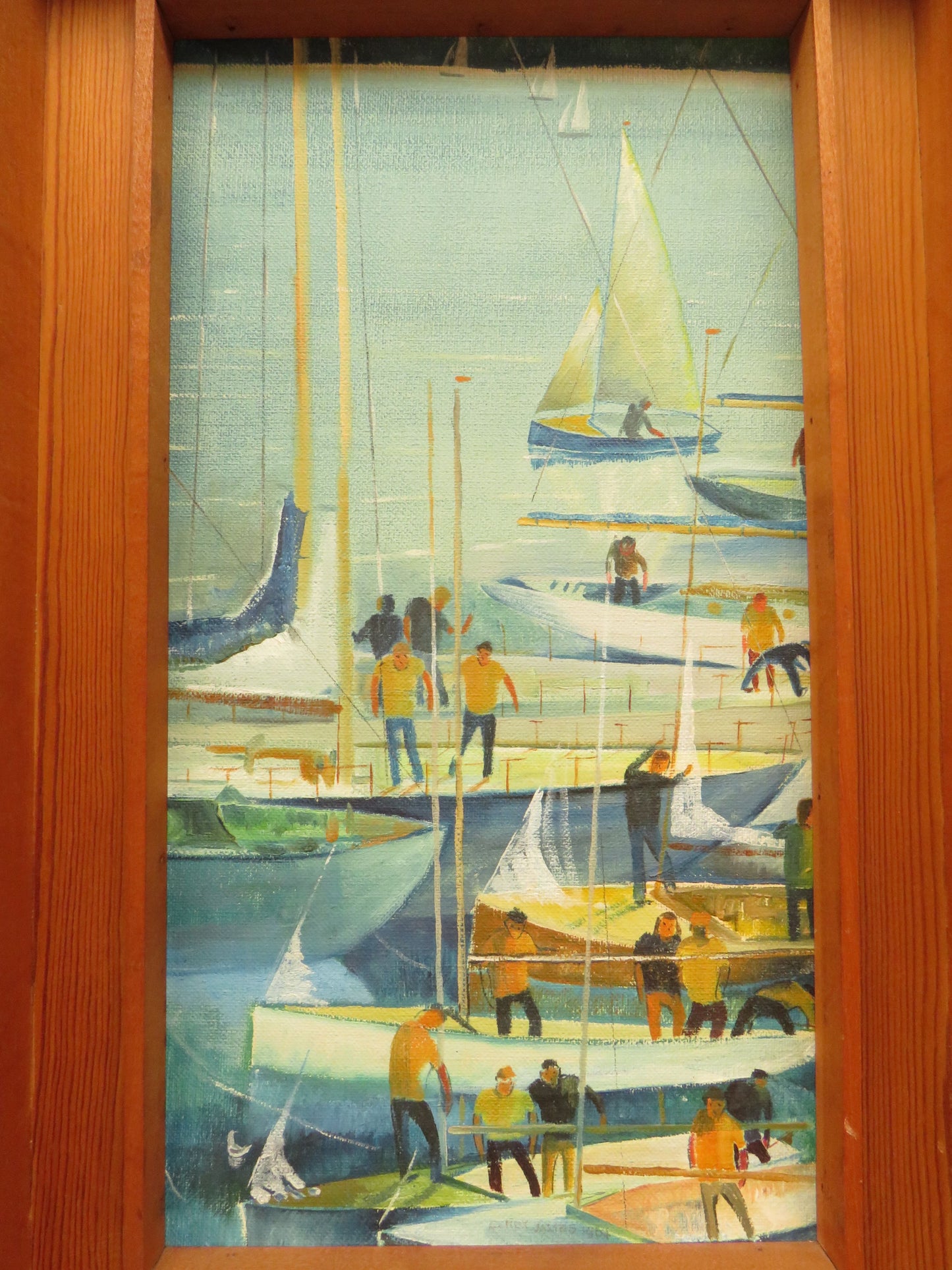 Vintage Nautical Framed Oil Painting by Plymouth artist C. Rex-James, 1964