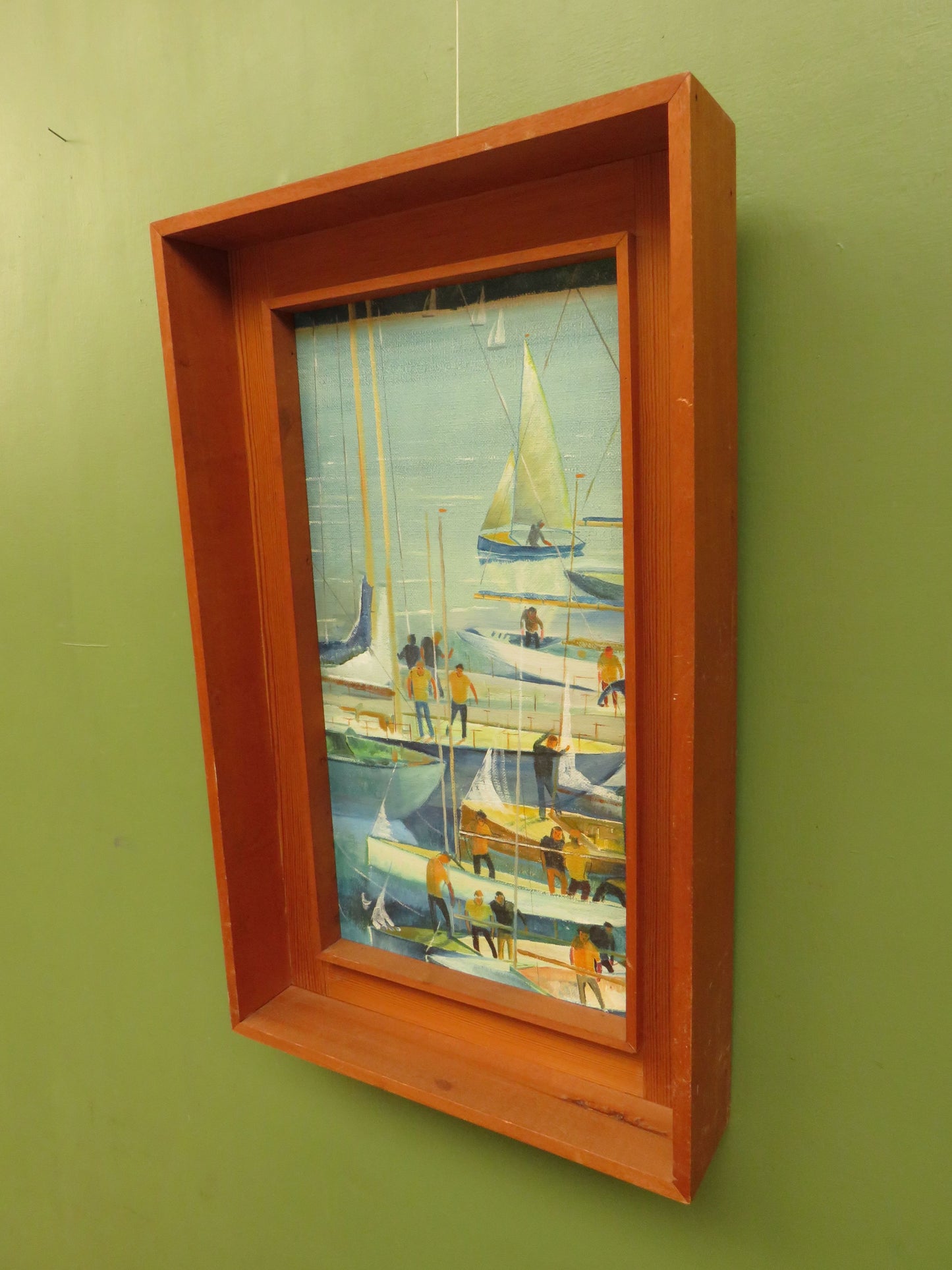 Vintage Nautical Framed Oil Painting by Plymouth artist C. Rex-James, 1964