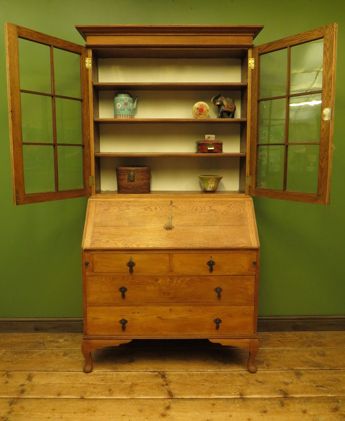 Restored Antique Oak Bureau Bookcase