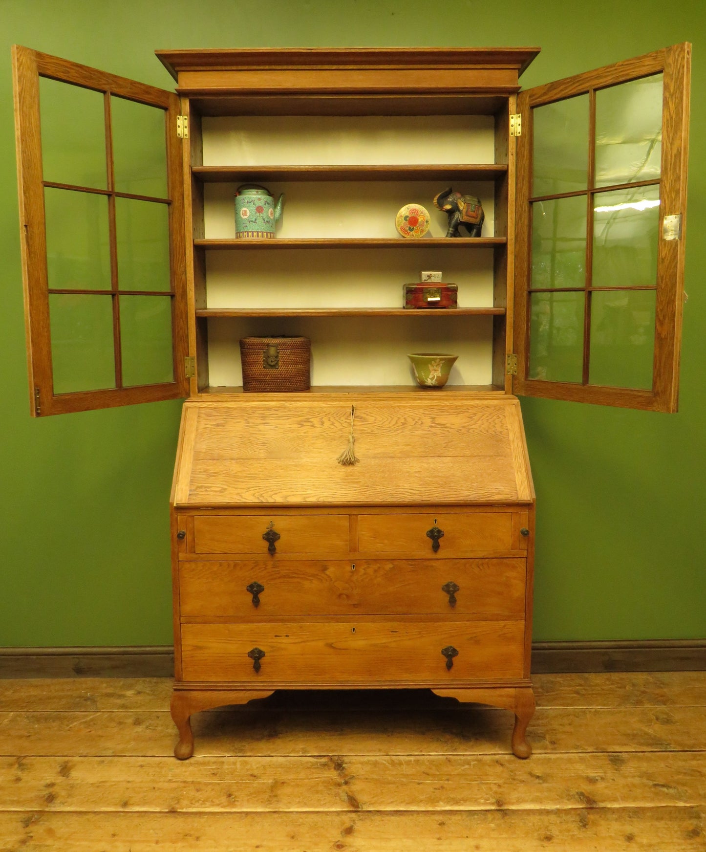 Restored Antique Oak Bureau Bookcase